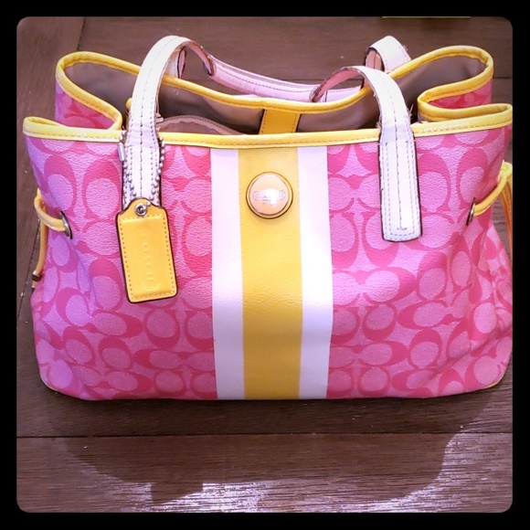 Coach Bags Coach Pvc Pink And Yellow Bag Poshmark